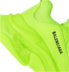 BALENCIAGA - Triple S Neon Mesh and Leather Sneakers - Yellow