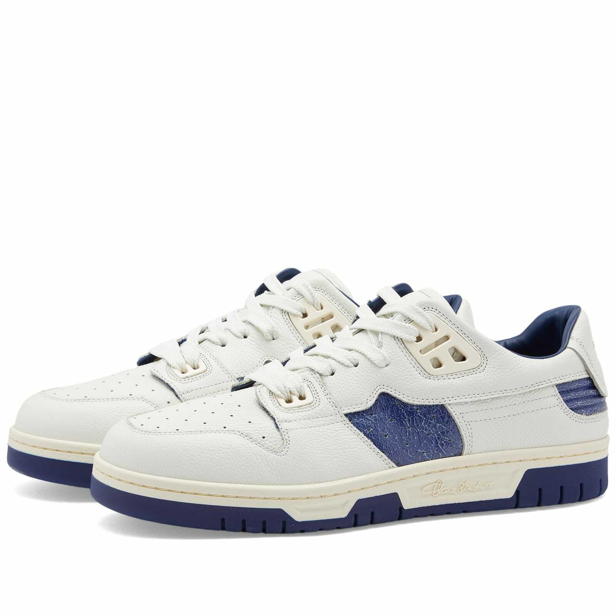 Acne Studios Men's 08STHLM Low Pop Face Sneakers in White/Blue Acne Studios