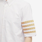 Thom Browne Men's 4-Bar Tricolour Short Sleeve Button Down Shirt in Orange