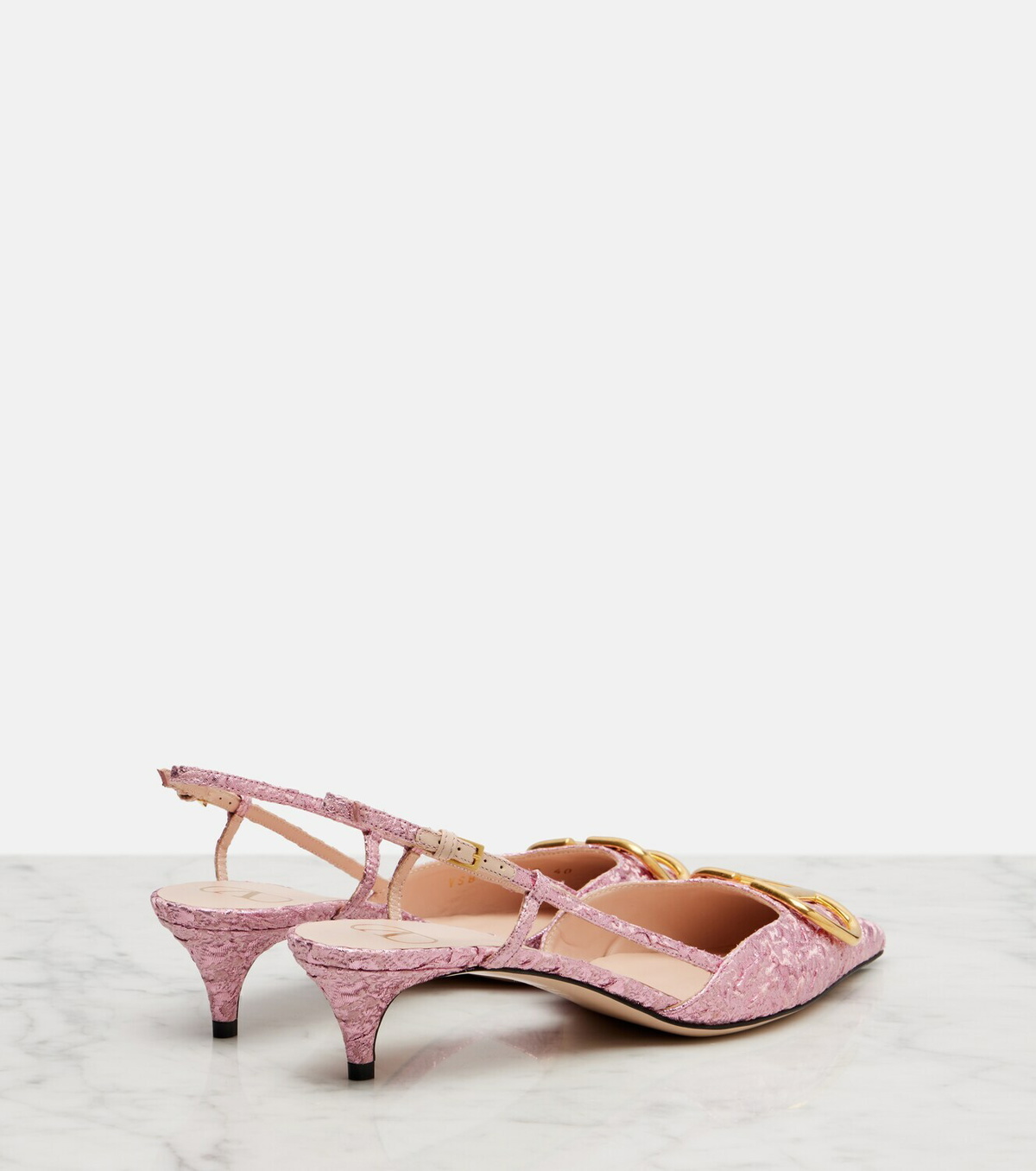 Valentino Garavani VLogo cloqué jacquard slingback pumps