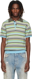 Andersson Bell Blue & Green Stripe Wool Polo