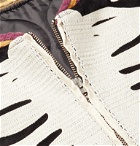 KAPITAL - Embroidered Padded Cotton-Velvet Bomber Jacket - Black