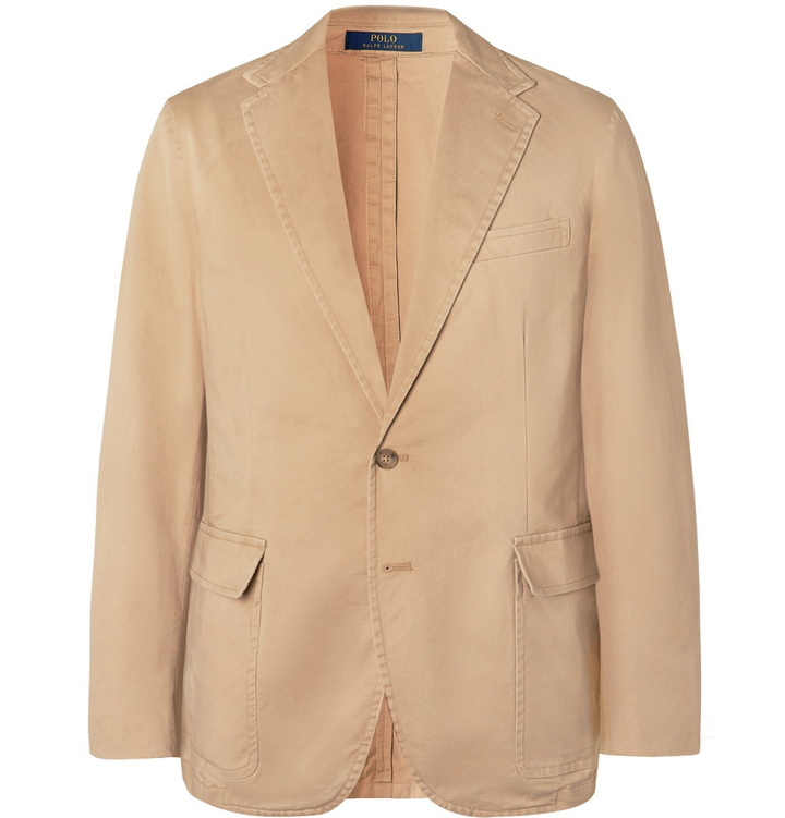 Photo: Polo Ralph Lauren - Tan Unstructured Garment-Dyed Stretch-Cotton Twill Blazer - Brown