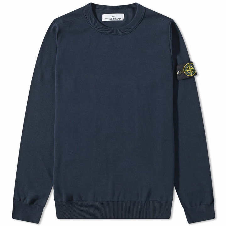 Photo: Stone Island Men's Soft Cotton Crew Neck Knit in Navy