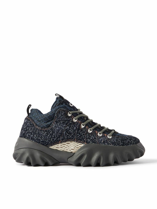Photo: Oakley Factory - Edge Mesh, Canvas and Rubber-Trimmed Brushed-Suede Boots - Blue