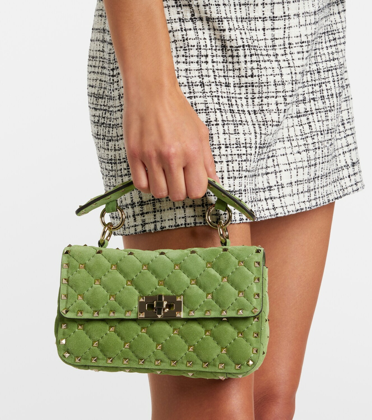 Valentino Garavani Rockstud Spike Small suede top-handle bag
