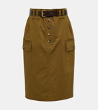 Saint Laurent Cotton and linen twill pencil skirt
