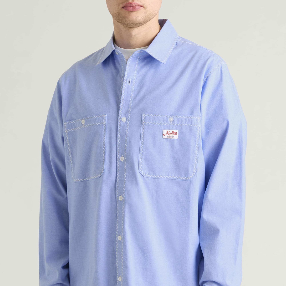 Malbon Men's Benchmark Shirt in Blue Chambray