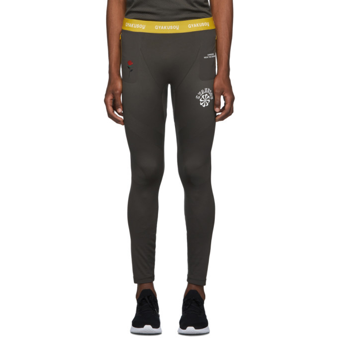 Nike Grey and Yellow Gyakusou Helix Tights Nike