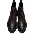 Alexander McQueen Black Pebble Grained Lace-Up Boots