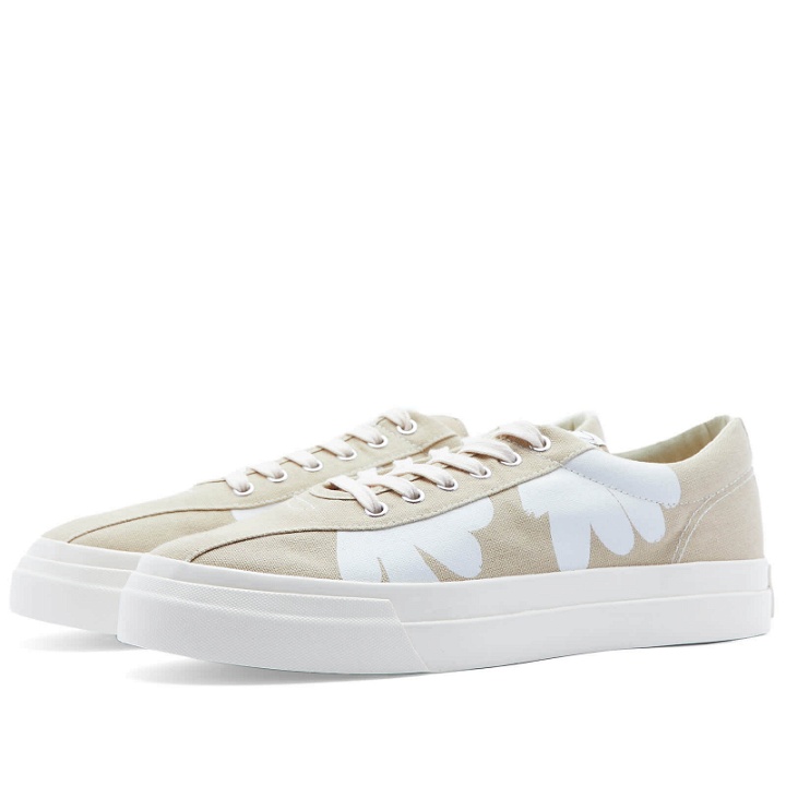 Photo: Stepney Workers Club Men's Dellow Shroom Hands Print Canvas Sneake Sneakers in Sand/White
