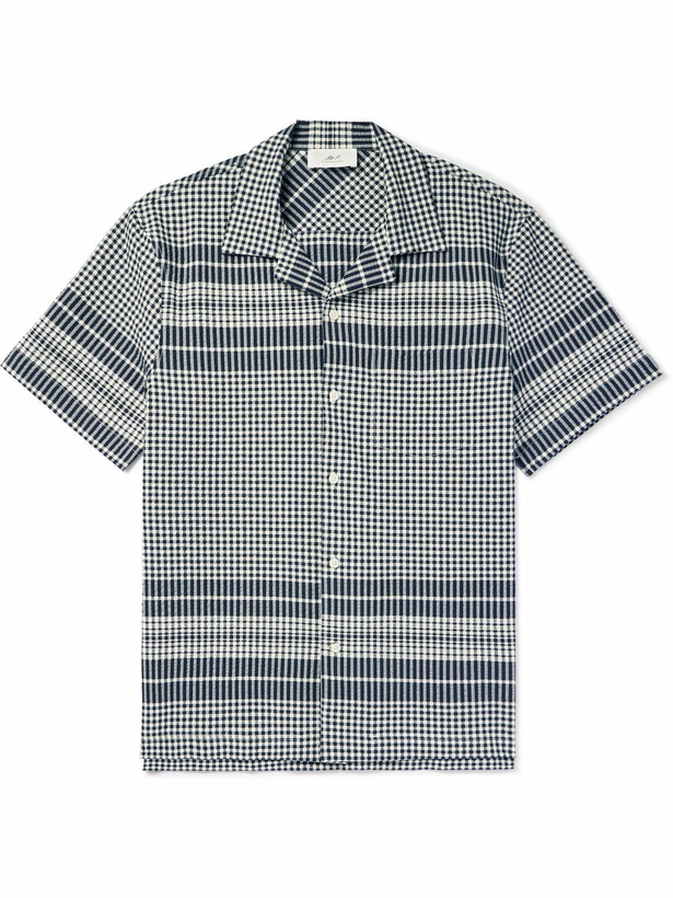 Photo: Mr P. - Gingham Cotton-Seersucker Shirt - Blue