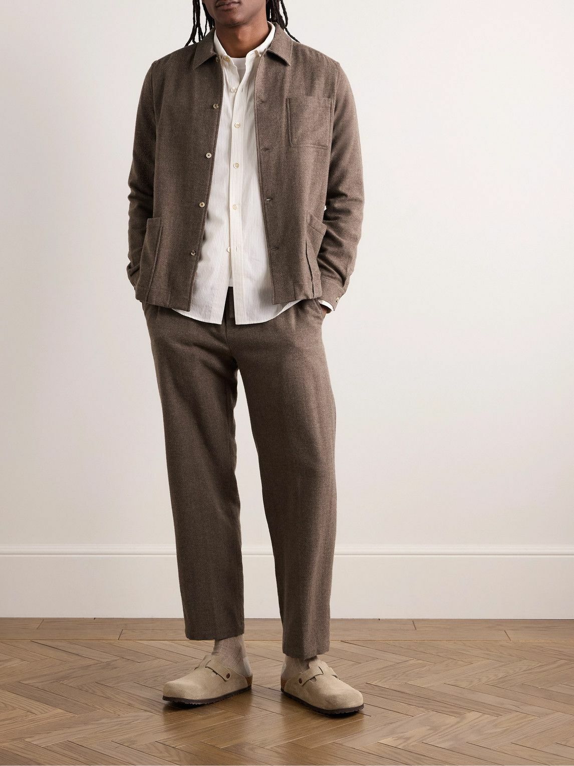 De Bonne Facture - Yak-Flannel Shirt Jacket - Brown De Bonne Facture