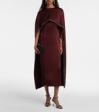 Roland Mouret Embellished caped satin crêpe midi dress