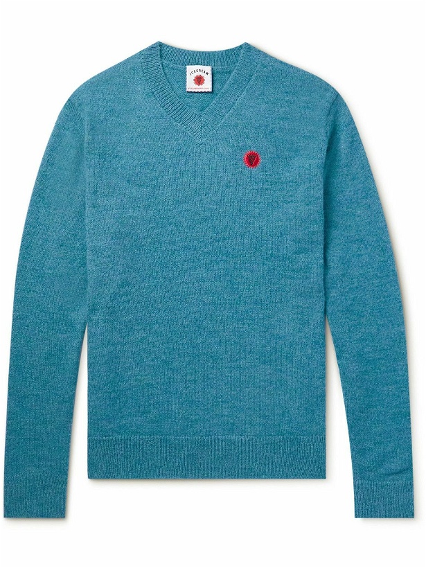 Photo: ICECREAM - Logo-Appliquéd Woven Sweater - Blue