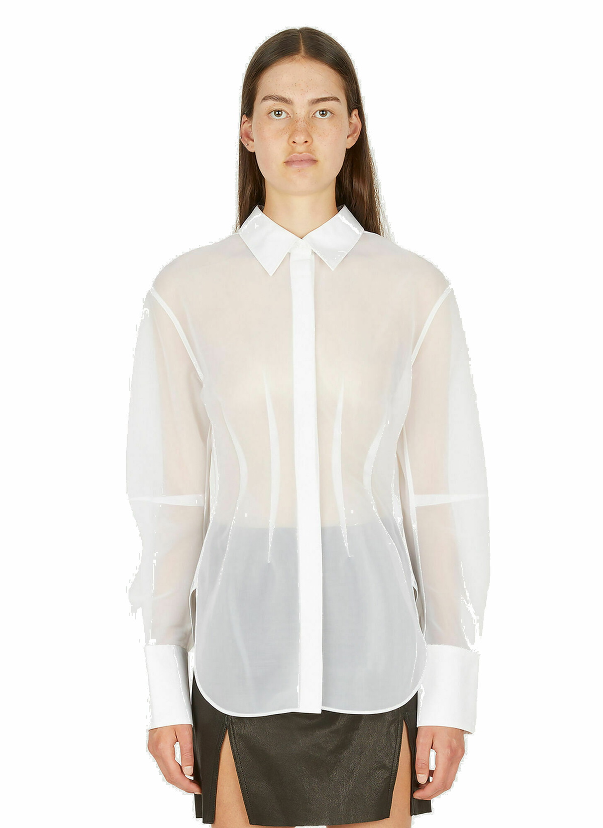 Overlay Mesh Shirt in White Dion Lee