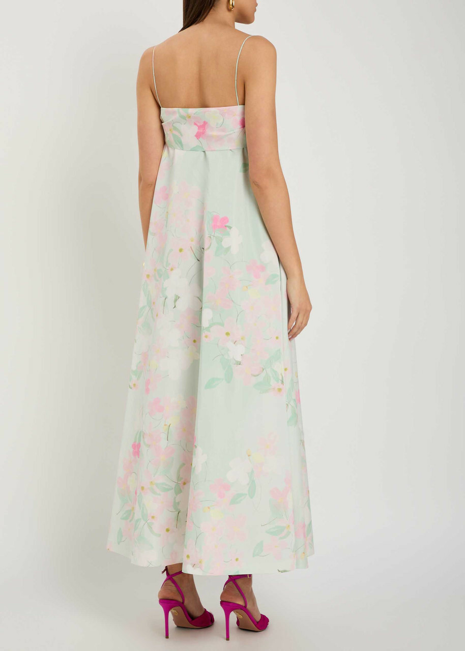 Bernadette Bailey bow Floral-print Shell Midi Dress Mint