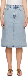 TOTEME Blue Five-Pocket Denim Midi Skirt