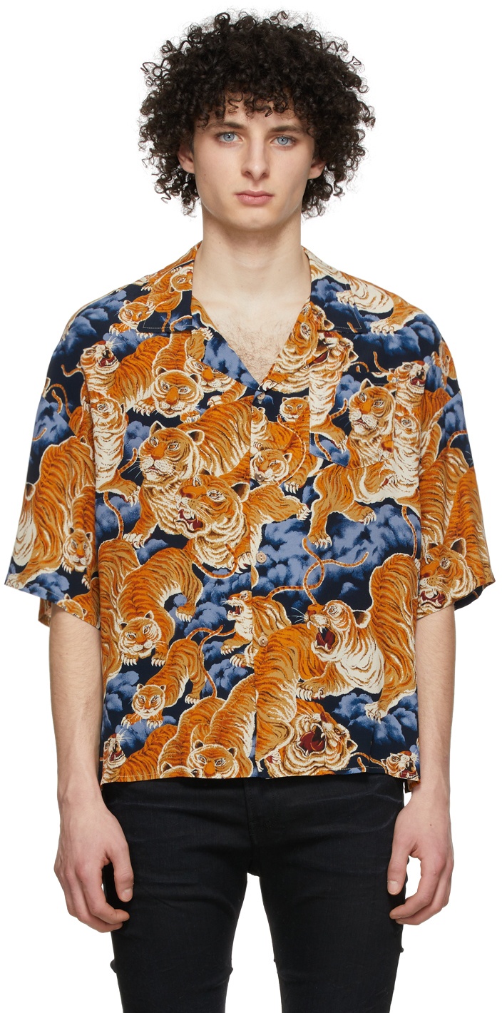 Photo: R13 Orange & Blue Oversize Tiger Short Sleeve Shirt