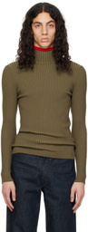 ANDREĀDAMO Khaki Striped Turtleneck