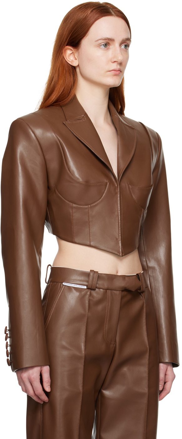 Aleksandre Akhalkatsishvili SSENSE Exclusive Brown Faux-Leather Jacket