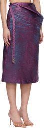 Diesel Purple Satin Denim Midi Skirt