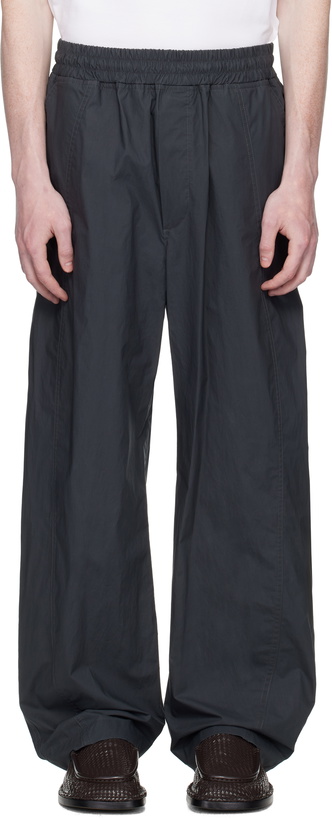 Photo: Bottega Veneta Gray Resinated Cotton Trousers