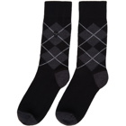 Alexander McQueen Black and Grey Argyle Socks