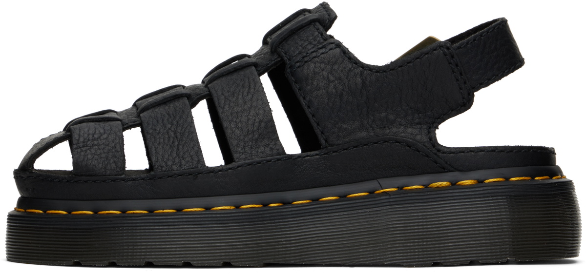 Dr. Martens Black Wrenlie Grizzly Leather Fisherman Sandals