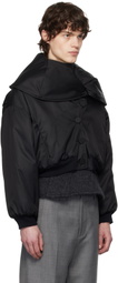 AARON ESH Black Shoulder Lapel Bomber Jacket