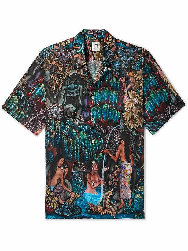 Photo: Endless Joy - Goa Gajah Convertible-Collar Printed Silk-Satin Shirt - Multi
