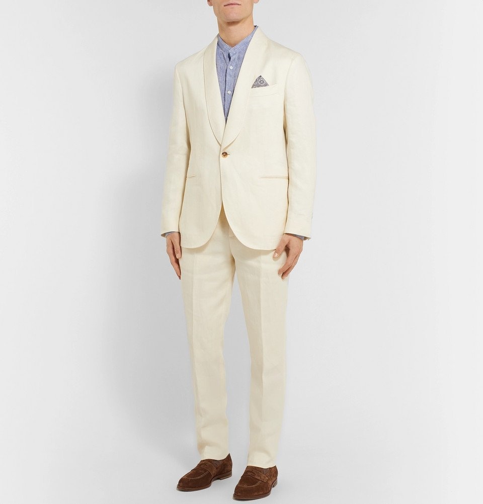 Brunello Cucinelli - Cream Unstructured Linen Suit Jacket - Cream ...