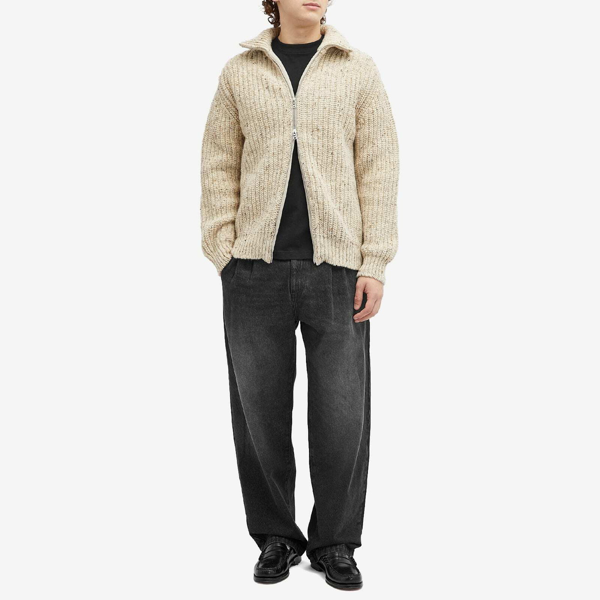 Howlin by Morrison Men's Howlin' Loose Ends Rib Cardigan in Biscuit
