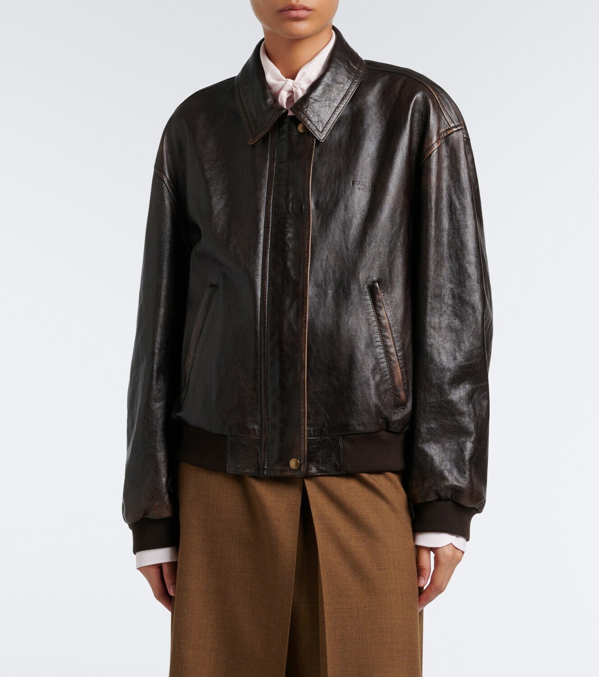 Prada Oversized leather blouson jacket