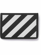 Off-White - Striped Logo-Print Saffiano Leather Cardholder