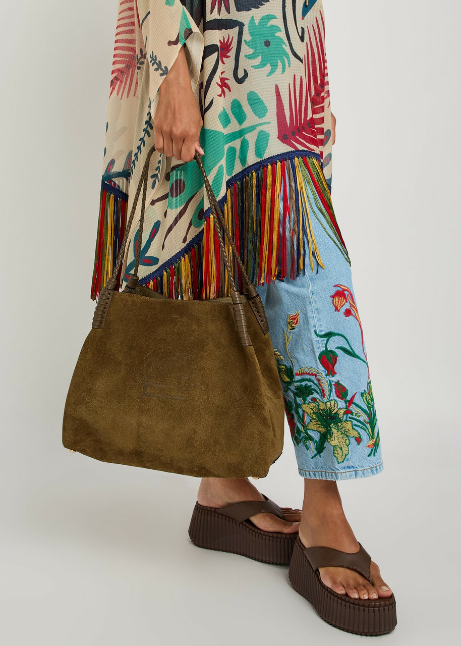 Etro Libra Large Leather and Suede Tote - Multicoloured - One Size