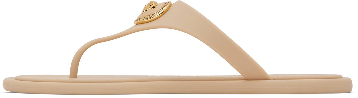 Versace Beige Alia Flat Rubber Sandals Versace