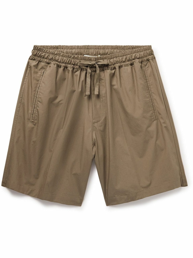 Photo: UMIT BENAN B - Wide-Leg Cotton-Poplin Shorts - Brown