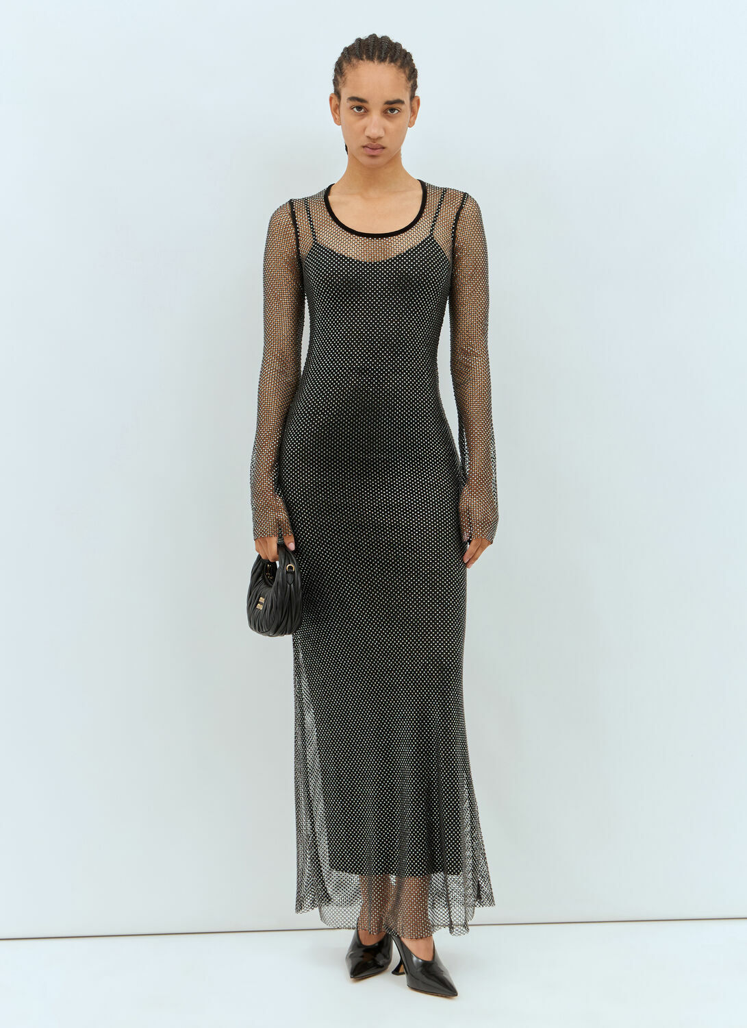 Sportmax Rhinestone Tulle Maxi Dress