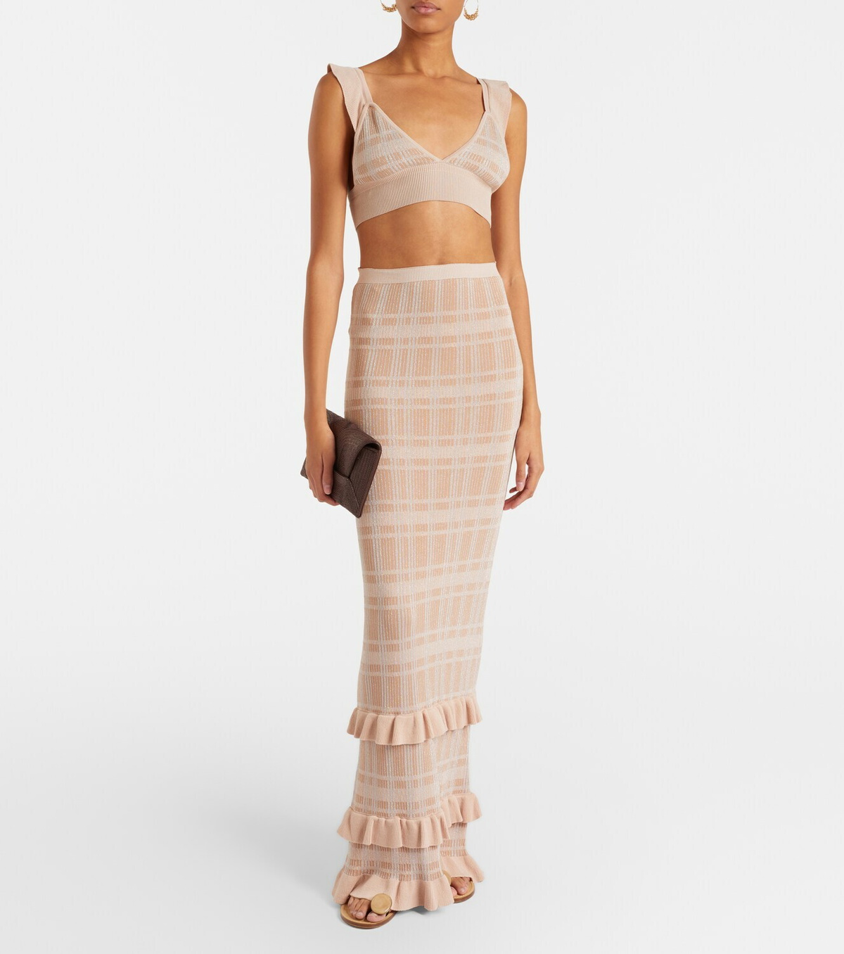 Bananhot Petra checked ribbed-knit bra top