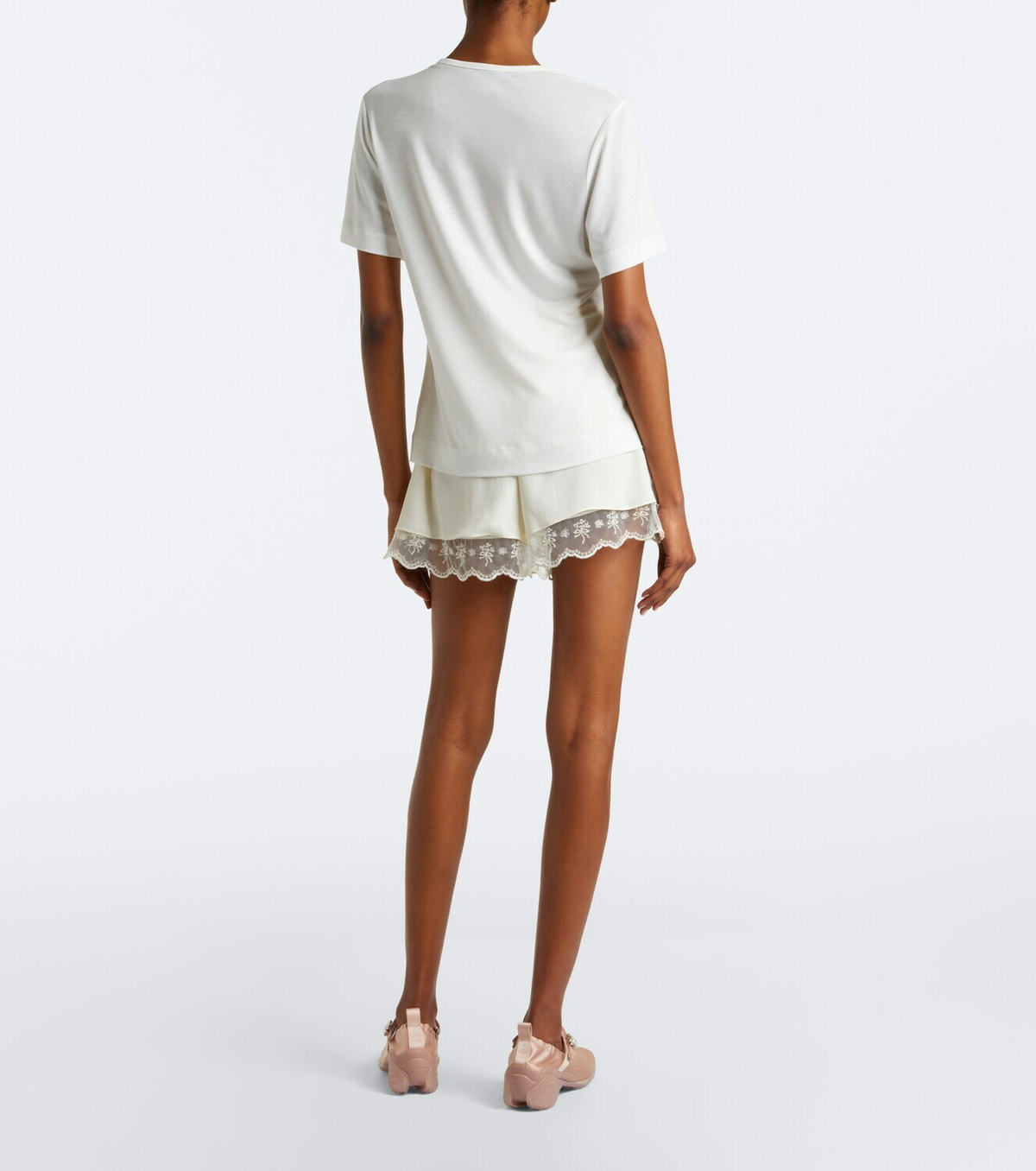 Simone Rocha Lace-trimmed satin shorts