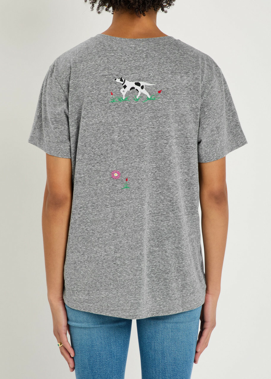 Mother The Rowdy Embroidered Jersey T-shirt Grey