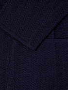 Lardini - Double-Breasted Knitted Virgin Wool Blazer - Blue