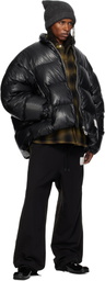Maison MIHARA YASUHIRO Black Bottom Folded Faux-Leather Down Jacket