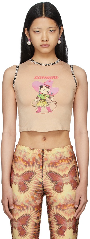 Photo: OMIGHTY Beige Print Cowgirl Baby Tank Top