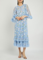 Needle & Thread Gloss Floral-embellished Tulle Midi Dress Blue