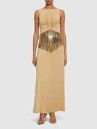 RABANNE Embellished Long Dress with Fringes