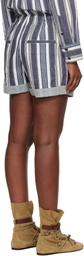 Isabel Marant Etoile Navy & Off-White Nirma Summer Striped Shorts