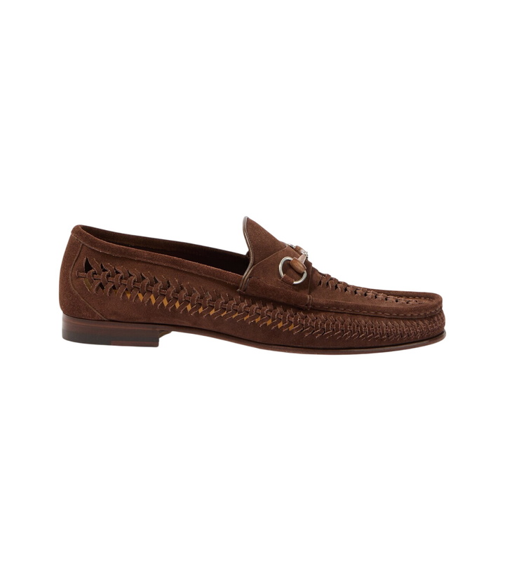 Photo: Gucci Bamboo Horsebit woven suede loafers