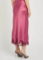 Loveshackfancy Malina Lace-trim Silk Midi Skirt Dark Pink